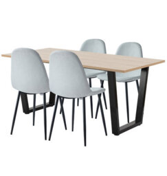 Hallowood Furniture Dudley 1.8M Dining Table Set With 4 Silver Grey Fabric Chairs - thumbnail 8