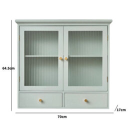 Melody Maison Duck Egg Blue Reeded Glass Wall Cabinet With Drawers - thumbnail 9