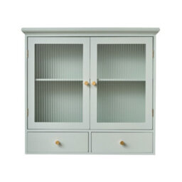 Melody Maison Duck Egg Blue Reeded Glass Wall Cabinet With Drawers - thumbnail 8