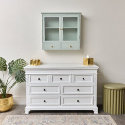 Melody Maison Duck Egg Blue Reeded Glass Wall Cabinet With Drawers - thumbnail 7