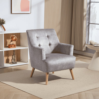 Home Source Arta Fabric Silver Grey Upholstered Accent Occasional Armchair - image 1