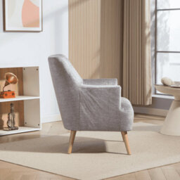 Home Source Arta Fabric Silver Grey Upholstered Accent Occasional Armchair - thumbnail 3