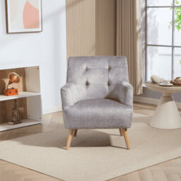 Home Source Arta Fabric Silver Grey Upholstered Accent Occasional Armchair - thumbnail 2