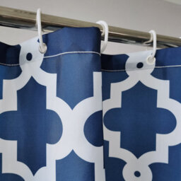 Neel Blue Trellis Blue Shower Curtain, Polyester, Water-Resistant Fabric Bathroom Curtain With 12 Hooks - 180X200Cm - thumbnail 2