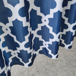 Neel Blue Trellis Blue Shower Curtain, Polyester, Water-Resistant Fabric Bathroom Curtain With 12 Hooks - 180X200Cm - thumbnail 3