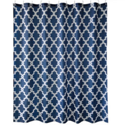 Neel Blue Trellis Blue Shower Curtain, Polyester, Water-Resistant Fabric Bathroom Curtain With 12 Hooks - 180X200Cm - thumbnail 9