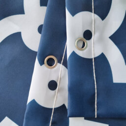 Neel Blue Trellis Blue Shower Curtain, Polyester, Water-Resistant Fabric Bathroom Curtain With 12 Hooks - 180X200Cm - thumbnail 4