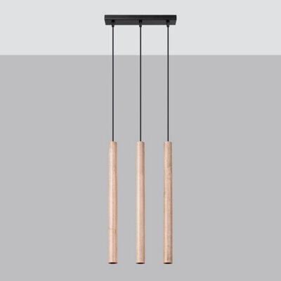 Sollux Lighting Pastelo Steel/wood Wood 3 Lights Modern Pendant Ceiling Light - image 1