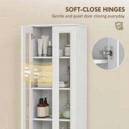 6-Tier Bathroom Storage Cabinet, Bathroom Cabinet Adjustable Shelf, White - thumbnail 5