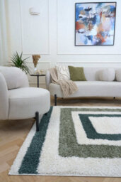 The Rugs Moodi Shaggy Green Marina Rug Runner Bordered Thick High Pile For Living Rooms, Bedrooms, Hallways, Kitchens - thumbnail 2