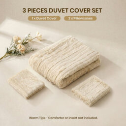 Darphe 3Pcs Coffee King Size Warm Polyester Duvet Cover Pillowcase Set - thumbnail 7