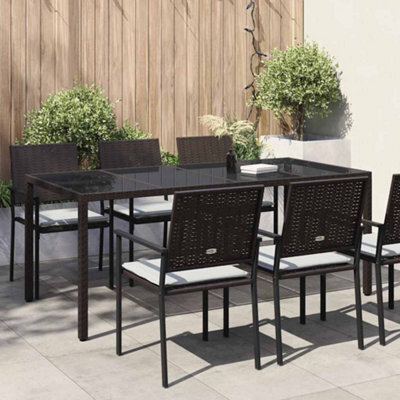 Walplus Garden Dining Table Brown 190 X 90 X 75 Cm Poly Rattan - image 1