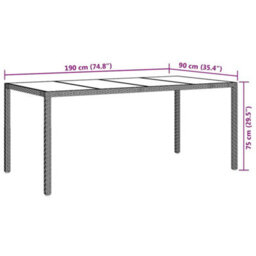 Walplus Garden Dining Table Brown 190 X 90 X 75 Cm Poly Rattan - thumbnail 7