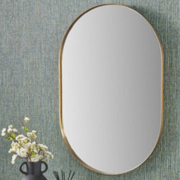 Pacific Lifestyle Oval Wall Mirror Gold Metal Slim Frame 60X90Cm Contemporary - thumbnail 1