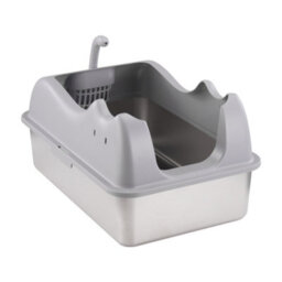 Darphe Stainless Steel Cat Litter Box With High Sides And Filter Board, 40Cm W X 60Cm D - thumbnail 3