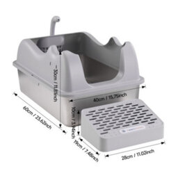 Darphe Stainless Steel Cat Litter Box With High Sides And Filter Board, 40Cm W X 60Cm D - thumbnail 6
