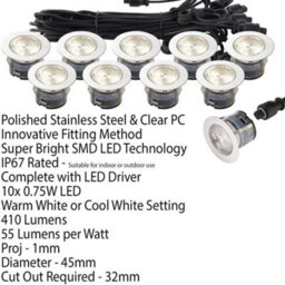 Ip67 Decking Plinth Light Kit 10X 45mm Colour Changing White Lamps Outdoor Rated - thumbnail 2