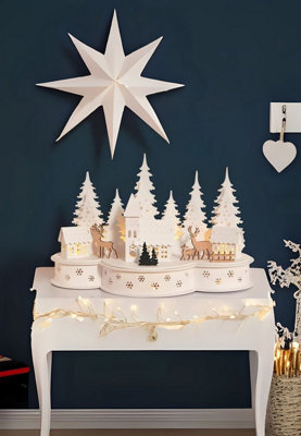 Festive Light Up Reindeers And Houses Scene - image 1