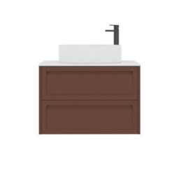Royal Bathrooms Royal Bathroom Elmore 800mm Terracotta Clay Wall Mounted Bathroom Vanity Unit 2 Drawer Plain White Worktop With Peak Basin - thumbnail 7