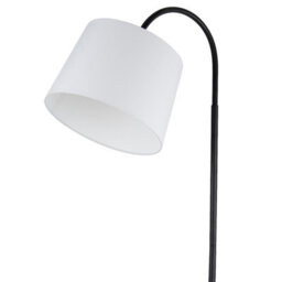 Lighting Collection Ridge Shelf Floor Lamp Black Metal, Wood And White Fabric - thumbnail 3