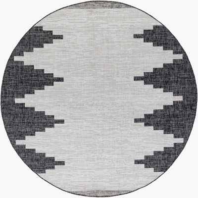 Livabliss Round Eagean-Modern Black Grey White Charcoal In- & Outdoor Rug 160 X 160 Cm Easy Care, Non Shedding - image 1