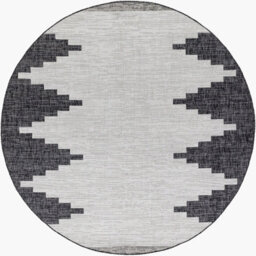Livabliss Round Eagean-Modern Black Grey White Charcoal In- & Outdoor Rug 160 X 160 Cm Easy Care, Non Shedding - thumbnail 1