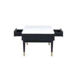 Julian Bowen Louis Fluted Stone Top Coffee Table With 2 Drawers - Black - thumbnail 4