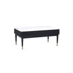 Julian Bowen Louis Fluted Stone Top Coffee Table With 2 Drawers - Black - thumbnail 2