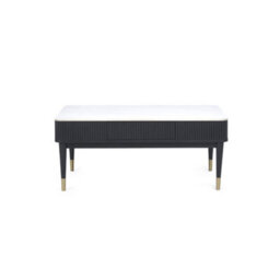 Julian Bowen Louis Fluted Stone Top Coffee Table With 2 Drawers - Black - thumbnail 3