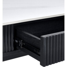 Julian Bowen Louis Fluted Stone Top Coffee Table With 2 Drawers - Black - thumbnail 8
