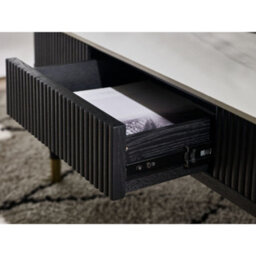 Julian Bowen Louis Fluted Stone Top Coffee Table With 2 Drawers - Black - thumbnail 9