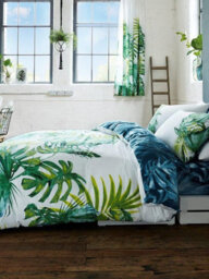Botanical Palm Leaves Double Duvet Cover And Pillowcase Set - thumbnail 1
