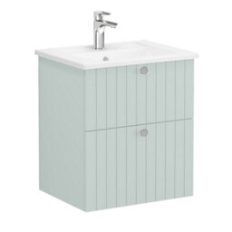 Vitra Harlow Ridge Matt Retro Green Wall-Mounted Vanity Unit & Basin Set (W)605mm (H)670mm - thumbnail 1