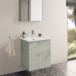 Vitra Harlow Ridge Matt Retro Green Wall-Mounted Vanity Unit & Basin Set (W)605mm (H)670mm - thumbnail 2