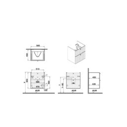 Vitra Harlow Ridge Matt Retro Green Wall-Mounted Vanity Unit & Basin Set (W)605mm (H)670mm - thumbnail 3