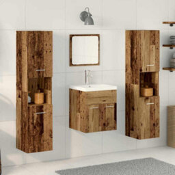 Berkfield Modern 4 Piece Bathroom Furniture Set Old Wood Engineered Wood - thumbnail 2
