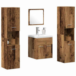 Berkfield Modern 4 Piece Bathroom Furniture Set Old Wood Engineered Wood - thumbnail 3