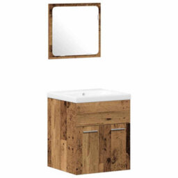 Berkfield Modern 4 Piece Bathroom Furniture Set Old Wood Engineered Wood - thumbnail 6