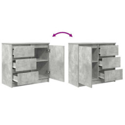 Berkfield Sideboard With Drawer Concrete Grey 71X35X65 Cm Engineered Wood - thumbnail 9