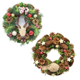 Urbn-Living Urbnliving Christmas Wreath 30Cm With Woodland Animal Figurine Reindeer Traditional Festive Decoration For Door Wall Table Home - thumbnail 3