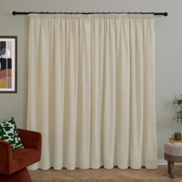furn. Furn Soft Chenille Blackout Pencil Pleat Curtain Pair, Ecru, (W) 229 X (D) 183Cm - thumbnail 3