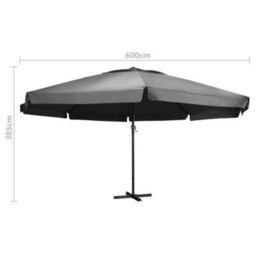 Berkfield Outdoor Parasol With Aluminium Pole 600 Cm Anthracite - thumbnail 6