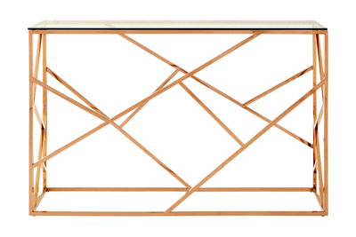 Premier Housewares Interiors By Premier Stylish Rose Gold Geometric Console Table, Versatile Hallway Table, Easily Maintained Living Room Table - image 1