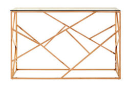 Premier Housewares Interiors By Premier Stylish Rose Gold Geometric Console Table, Versatile Hallway Table, Easily Maintained Living Room Table - thumbnail 1