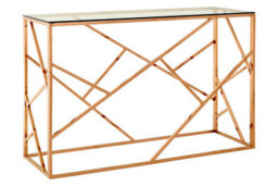 Premier Housewares Interiors By Premier Stylish Rose Gold Geometric Console Table, Versatile Hallway Table, Easily Maintained Living Room Table - thumbnail 2