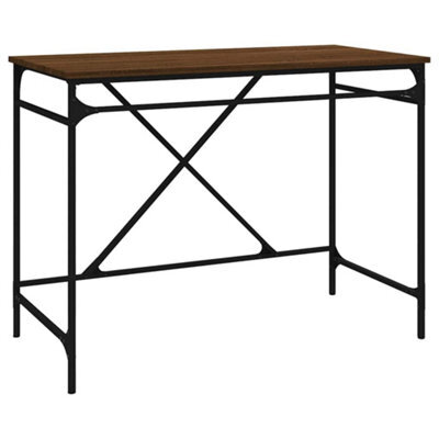 Berkfield Industrial Desk Brown Oak 100X50X75 Cm Engineered Wood And Iron