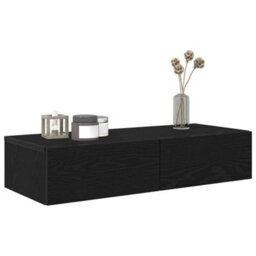 Vidaxl Wall Shelf With Drawers Black 80X33X17 Cm Engineered Wood - thumbnail 3