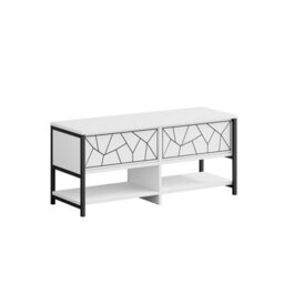 Decortie Modern Inola Shoe Bench White Engineered Wood Geometric Laser-Cut Shape On 2-Door Cupboard 105(W)Cm Metal Legs Hallway - thumbnail 2
