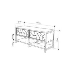 Decortie Modern Inola Shoe Bench White Engineered Wood Geometric Laser-Cut Shape On 2-Door Cupboard 105(W)Cm Metal Legs Hallway - thumbnail 3