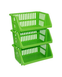 6 Tier Multi-Purpose Plastic Stacking Storage Basket Stackable Shelves Vege Fruit Food Stationary Organize Rack Stand Green 35Cm